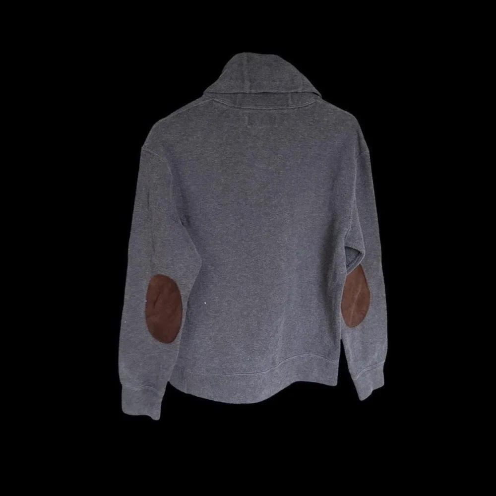 90's‎ Polo Ralph Lauren Men's Med Grey Knit Shawl Collar Sweater Pullover *flaw